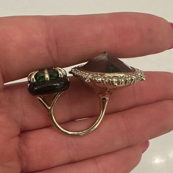 Alexis Bittar Green and Silver Gemstone Ring Duo - Picture 4 of 5